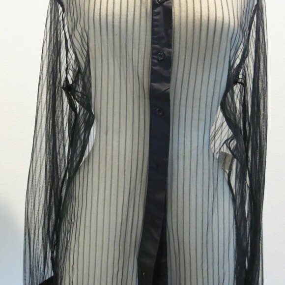 1XL Edgy pin stripe sheer button up shirt - Picture 6 of 8
